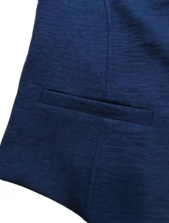 Hot OUKU Men's Vest Waistcoat Wedding Business Daily Business Casual Spring Fall Pocket Polyester Breathable Plain Single Breasted V Neck Regular Fit Vest Navy Blue
