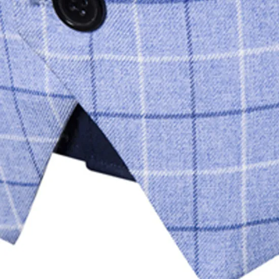 OUKU Men's Vest Waistcoat Wedding Office & Career Daily Wear Going out Business Retro Fall & Winter Button Pocket Polyester Outdoor Comfortable Casual Plaid Single Breasted V Wire Regular Fit Light Blue