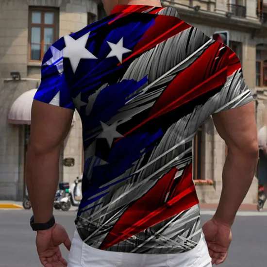 Online OUKU Men's Veterans Patriotic National Flag Polo Shirts Golf Shirt Short Sleeve Shirt Turndown Casual Daily 3D Print Red Blue Green Dark Gray Print Button-Down Clothing Apparel Fashion Designer Casual