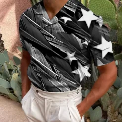 Online OUKU Men's Veterans Patriotic National Flag Polo Shirts Golf Shirt Short Sleeve Shirt Turndown Casual Daily 3D Print Red Blue Green Dark Gray Print Button-Down Clothing Apparel Fashion Designer Casual