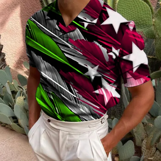 Online OUKU Men's Veterans Patriotic National Flag Polo Shirts Golf Shirt Short Sleeve Shirt Turndown Casual Daily 3D Print Red Blue Green Dark Gray Print Button-Down Clothing Apparel Fashion Designer Casual