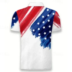 OUKU Men's Veterans Patriotic Polo Shirts Golf Shirt Short Sleeve Polo Shirts Collared Shirts Casual Streetwear Vacation Wear Party Outfits Buttons 3D Print Summer Spring White