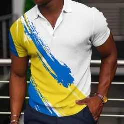 Discount OUKU Men's Veterans Patriotic Polo Shirts Golf Shirt Short Sleeve Polo Shirts Collared Shirts Casual Streetwear Vacation Wear Party Outfits Buttons 3D Print White Yellow Red