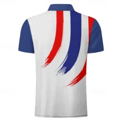 Online OUKU Men's Veterans Patriotic Zip Polo Shirts Golf Shirt Short Sleeve Polo Shirts Collared Shirts Casual Streetwear Vacation Wear Party Outfits 3D Print Quarter Zip Polo Spring & Summer White Red Blue