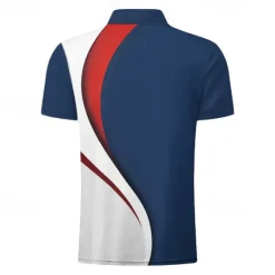 Sale OUKU Men's Veterans Patriotic Zip Polo Shirts Golf Shirt Short Sleeve Polo Shirts Collared Shirts Casual Streetwear Vacation Wear Party Outfits 3D Print Quarter Zip Polo Spring & Summer Lake blue Navy