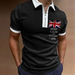 Online OUKU Men's Veterans Patriotic Zip Polo Shirts Golf Shirt Short Sleeve Polo Shirts Collared Shirts Casual Streetwear Vacation Wear Party Outfits 3D Print Quarter Zip Polo Black Army Green Red
