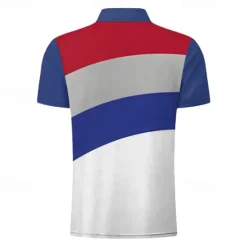 Discount OUKU Men's Veterans Patriotic Zip Polo Shirts Golf Shirt Short Sleeve Polo Shirts Collared Shirts Casual Streetwear Vacation Wear Party Outfits 3D Print Quarter Zip Polo Spring & Summer White Blue