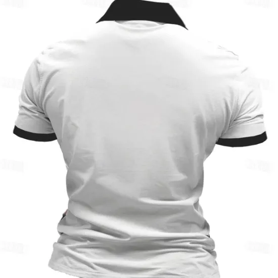 Sale OUKU Men's Veterans Patriotic Zip Polo Shirts Golf Shirt Short Sleeve Polo Shirts Collared Shirts Streetwear Vacation Wear Party Outfits 3D Print Quarter Zip Polo Spring & Summer White