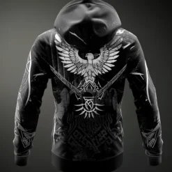 Clearance OUKU Men's Viking Hoodies Fashion Cool Long Sleeve Hooded Vacation Going out Streetwear Drawstring Zipper Fall Winter Designer Black