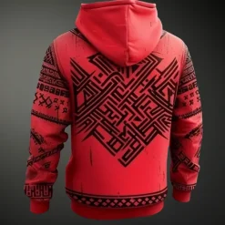 Online OUKU Men's Viking Hoodies Sweatshirt Fashion Cool Long Sleeve Crew Neck Party Holiday Streetwear Drawstring Fall Winter Designer Red
