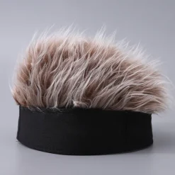 Sale OUKU Men's Visor Hat with Spiked Wigs Fake Hair Visor Wig Men Sun Hat Wig Hat Wig Hair Golf Hat Black Coffee 100% Cotton Sexy Fashion Casual Daily Festival Adjustable Sunscreen Breathable