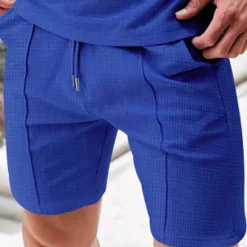 Best OUKU Men's Waffle Athletic Shorts Sweat Shorts Shorts Summer Shorts Pocket Drawstring Elastic Waist Plain Comfort Breathable Short Outdoor Sports Classic Casual Black White