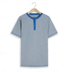 Best OUKU Men's Waffle Henley Shirt Tee Short Sleeve Plaid Checkered Fashion Designer Comfortable Buttons Henley Outdoor Casual Daily Summer Black White Yellow Henley T-Shirt