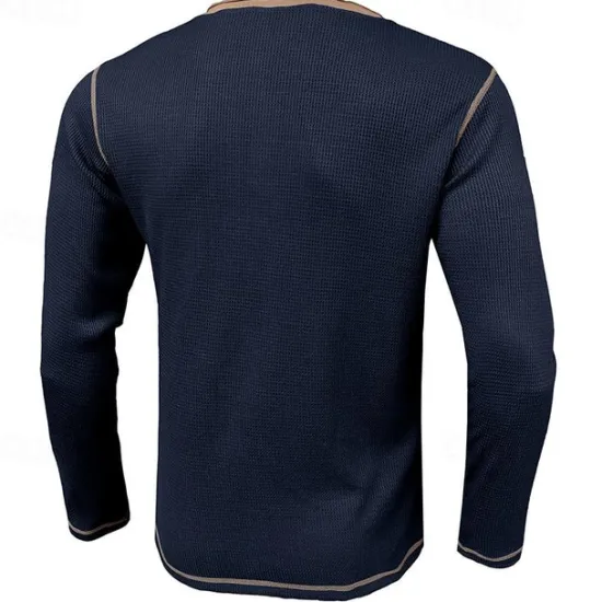 Sale OUKU Men's Waffle Henley Shirt Tee Long Sleeve Shirt Plain Henley Outdoor Casual Long Sleeve Button Clothing Apparel Fashion Designer Comfortable