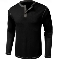 Sale OUKU Men's Waffle Henley Shirt Tee Long Sleeve Shirt Plain Henley Outdoor Casual Long Sleeve Button Clothing Apparel Fashion Designer Comfortable