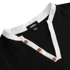 New OUKU Men's Waffle Henley Shirt Tee Top Long Sleeve Shirt Solid Color V Neck Outdoor Casual Long Sleeve Patchwork Button Clothing Apparel Fashion Designer Comfortable