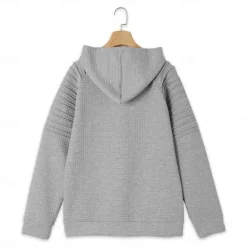 Sale OUKU Men's Waffle Hoodies Full Zip Hoodie Tactical Hoodie Black Khaki Light Grey Hooded Plain Zipper Pocket Work Sports & Outdoor Casual Streetwear Basic Casual Spring & Fall Cross-Seasons Clothing