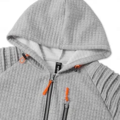 Sale OUKU Men's Waffle Hoodies Full Zip Hoodie Tactical Hoodie Black Khaki Light Grey Hooded Plain Zipper Pocket Work Sports & Outdoor Casual Streetwear Basic Casual Spring & Fall Cross-Seasons Clothing