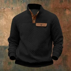 Hot OUKU Men's Waffle Hoodies Hoodie Wine Red Black Brown Green Light Grey Standing Collar Plain Sports & Outdoor Daily Holiday Streetwear Cool Casual Winter Spring & Fall Clothing Apparel Hoodies