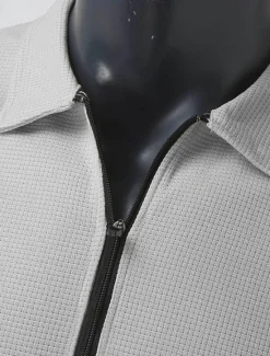 Discount OUKU Men's Waffle Jacket Transition Jacket Daily Lightweight Pocket Spring & Fall Plain Classic Lapel Regular Waffle Fabric Black White Royal Blue Khaki Light Grey Jacket