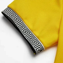 Sale OUKU Men's Waffle Polo Shirt Business Polo Work Casual Lapel Ribbed Polo Collar Short Sleeve Modern Old Money Style Color Block Patchwork Button Spring & Summer Regular Fit Light Yellow Dark red Black