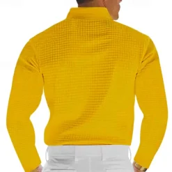 Sale OUKU Men's Waffle Polo Shirt Golf Shirt Work Casual Lapel Long Sleeve Basic Modern Solid Color Button Spring & Fall Regular Fit Black White Yellow Red Light Grey Light Blue Waffle Polo Shirt
