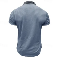 OUKU Men's Waffle Polo Shirt Golf Shirt Casual Holiday Lapel Ribbed Polo Collar Short Sleeve Fashion Basic Plain Button Soft Summer Spring Regular Fit Army Green Black White Burgundy Navy Blue Khaki