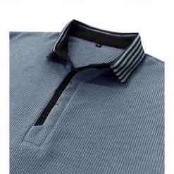OUKU Men's Waffle Polo Shirt Golf Shirt Casual Holiday Lapel Ribbed Polo Collar Short Sleeve Fashion Basic Plain Button Soft Summer Spring Regular Fit Army Green Black White Burgundy Navy Blue Khaki