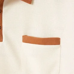 Hot OUKU Men's Waffle Polo Shirt Golf Shirt Work Casual Lapel Short Sleeve Basic Modern Color Block Patchwork Button Spring & Summer Regular Fit Black White Blue Khaki Gray Waffle Polo Shirt