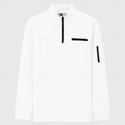 New OUKU Men's Waffle Polo Shirt Pullover Sports & Outdoor Daily Wear Quarter Zip Long Sleeve Fashion Comfortable Color Block Pocket Zip Up Spring & Fall Cross-Seasons Regular Fit Black White Navy Blue
