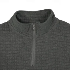 Best OUKU Men's Waffle Polo Shirt Quarter Zip Polo Daily Holiday Quarter Zip Short Sleeve Fashion Basic Plain Spring & Summer Regular Fit Black White Burgundy Khaki Light Grey Army Green Waffle Polo Shirt