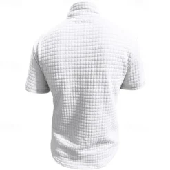 Best OUKU Men's Waffle Polo Shirt Quarter Zip Polo Daily Holiday Quarter Zip Short Sleeve Fashion Basic Plain Spring & Summer Regular Fit Black White Burgundy Khaki Light Grey Army Green Waffle Polo Shirt