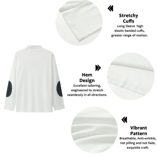 OUKU Men's Waffle Polo Shirts Golf Polos Shirts Long Sleeve Polo Shirts Turndown Zip Casual Daily 3D Print Fall & Winter Black White Apricot