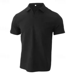 Outlet OUKU Men's Waffle Polo Shirts Golf Shirt Casual Sports Lapel Short Sleeve Basic Modern Plain Classic Spring & Summer Regular Fit Black White Blue Khaki Gray Waffle Polo Shirts
