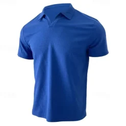 Outlet OUKU Men's Waffle Polo Shirts Golf Shirt Casual Sports Lapel Short Sleeve Basic Modern Plain Classic Spring & Summer Regular Fit Black White Blue Khaki Gray Waffle Polo Shirts