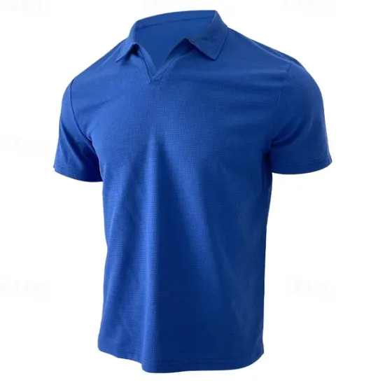Outlet OUKU Men's Waffle Polo Shirts Golf Shirt Casual Sports Lapel Short Sleeve Basic Modern Plain Classic Spring & Summer Regular Fit Black White Blue Khaki Gray Waffle Polo Shirts