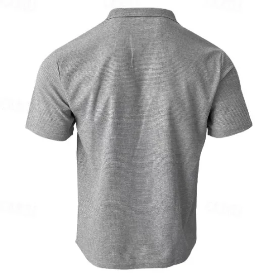 Outlet OUKU Men's Waffle Polo Shirts Golf Shirt Casual Sports Lapel Short Sleeve Basic Modern Plain Classic Spring & Summer Regular Fit Black White Blue Khaki Gray Waffle Polo Shirts