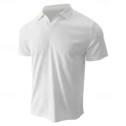 Outlet OUKU Men's Waffle Polo Shirts Golf Shirt Casual Sports Lapel Short Sleeve Basic Modern Plain Classic Spring & Summer Regular Fit Black White Blue Khaki Gray Waffle Polo Shirts