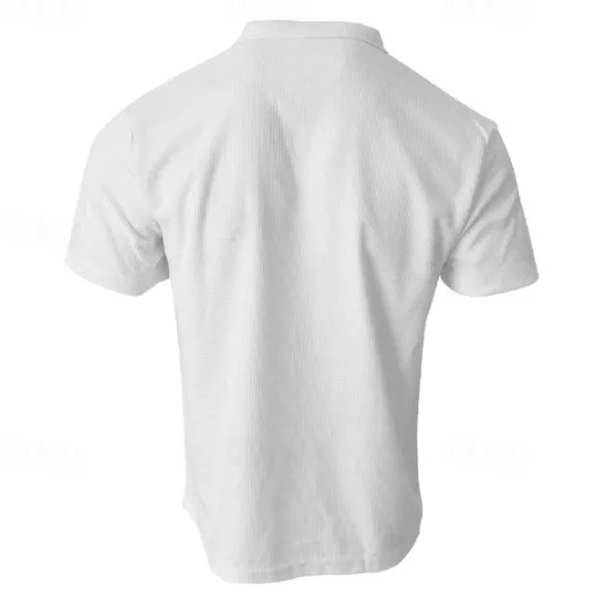 Outlet OUKU Men's Waffle Polo Shirts Golf Shirt Casual Sports Lapel Short Sleeve Basic Modern Plain Classic Spring & Summer Regular Fit Black White Blue Khaki Gray Waffle Polo Shirts