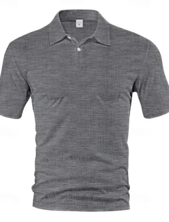 New OUKU Men's Waffle Polo Shirts Golf Shirt Work Casual Lapel Short Sleeve Basic Modern Plain Buttons Summer Spring Regular Fit Wine Black White Navy Blue Khaki Gray Waffle Polo Shirts