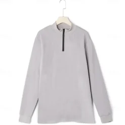 Clearance OUKU Men's Waffle Polo Shirts Home Standing Collar Quarter Zip Long Sleeve Basic Solid Color Knitted Spring & Fall Standard Fit Light Blue Black White Gray Waffle Polo Shirts
