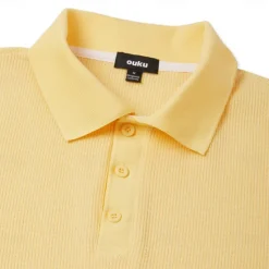 OUKU Men's Waffle Polo Shirts Polo Shirts Casual Holiday Lapel Ribbed Polo Collar Short Sleeve Fashion Basic Plain Buttons Soft Summer Spring Regular Fit White Yellow Burgundy Mint Green Green khaki
