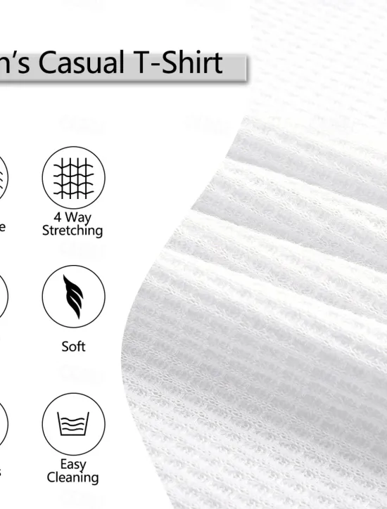 Online OUKU Men's Waffle Shirt T Shirt Tee Top Long Sleeve Shirt Long Sleeve Crew Neck Spring & Fall Plain Fashion Designer Basic Vacation Street Going out Black White Wine Top Tee for Men