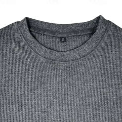 Outlet OUKU Men's Waffle Shirt T Shirt Tee Top Long Sleeve Shirt Long Sleeve Crew Neck Spring & Fall Plain Fashion Designer Basic Knitted Vacation Street Going out Dark Brown Dark Grey Black Top Tee for Men