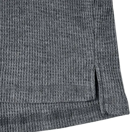 Outlet OUKU Men's Waffle Shirt T Shirt Tee Top Long Sleeve Shirt Long Sleeve Crew Neck Spring & Fall Plain Fashion Designer Basic Knitted Vacation Street Going out Dark Brown Dark Grey Black Top Tee for Men