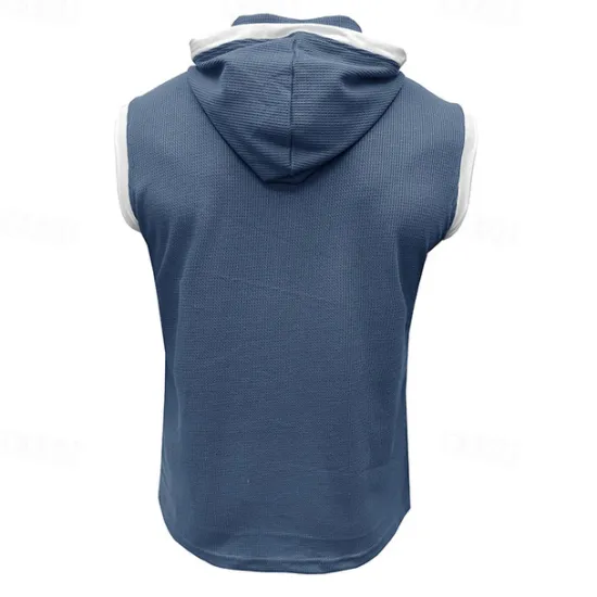 New OUKU Men's Waffle Shirt Tank Top Undershirt Sleeveless Shirt Sleeveless Hooded Summer Plain Fashion Designer Muscle Outdoor Going out Gym Black White Red Top Tee for Men