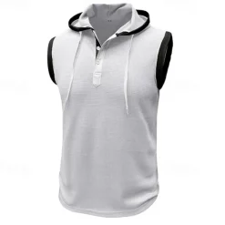 New OUKU Men's Waffle Shirt Tank Top Undershirt Sleeveless Shirt Sleeveless Hooded Summer Plain Fashion Designer Muscle Outdoor Going out Gym Black White Red Top Tee for Men