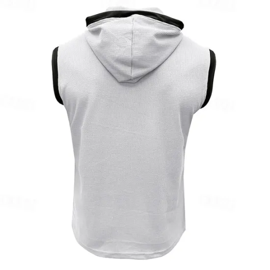 New OUKU Men's Waffle Shirt Tank Top Undershirt Sleeveless Shirt Sleeveless Hooded Summer Plain Fashion Designer Muscle Outdoor Going out Gym Black White Red Top Tee for Men
