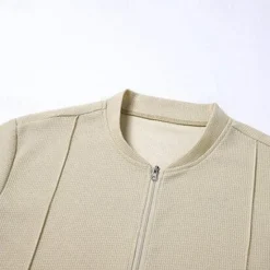 Sale OUKU Men's Waffle Shirt T-shirt Suits 2 Pieces Outfits Tee & Shorts Short Sleeve Quarter Zip Summer Plain Fashion Casual 2 Piece Vacation Daily Wear Going out Black khaki Gray Top Tee for Men