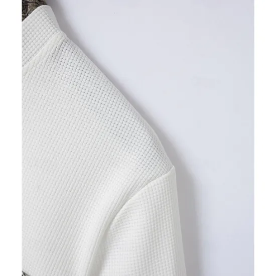 New OUKU Men's Waffle Shirt T-shirt Suits 2 Pieces Outfits Tee & Shorts Short Sleeve Standing Collar Summer Color Block Fashion Casual 2 Piece Front Pocket Vacation Daily Wear Going out Black White Royal Blue